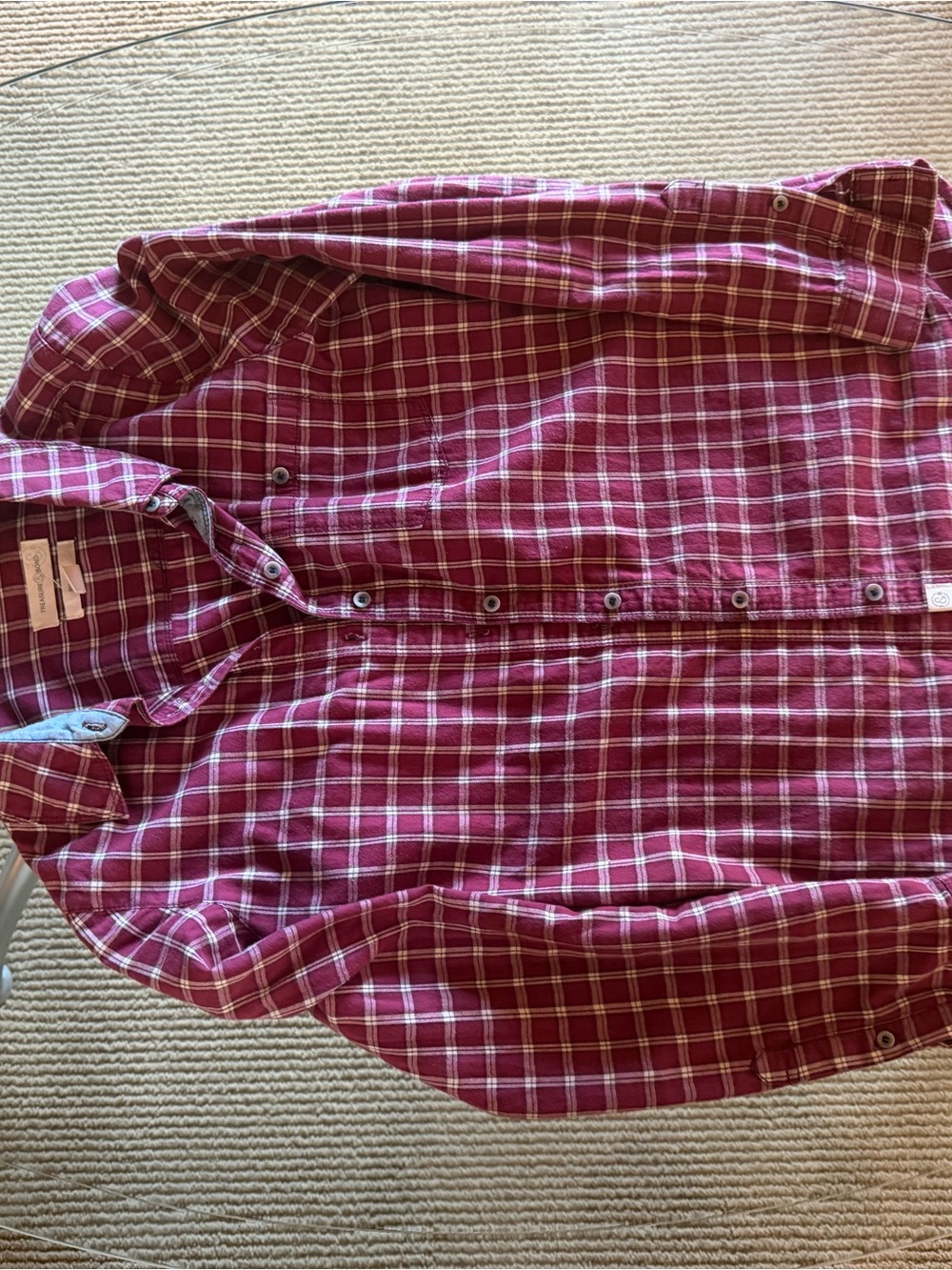 Treasure & Bond Burgundy Plaid Button-Down Shirt